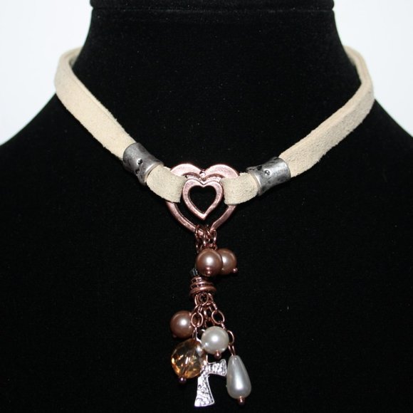 Vintagejelyfish Jewelry - Beautiful leather rose gold silver necklace